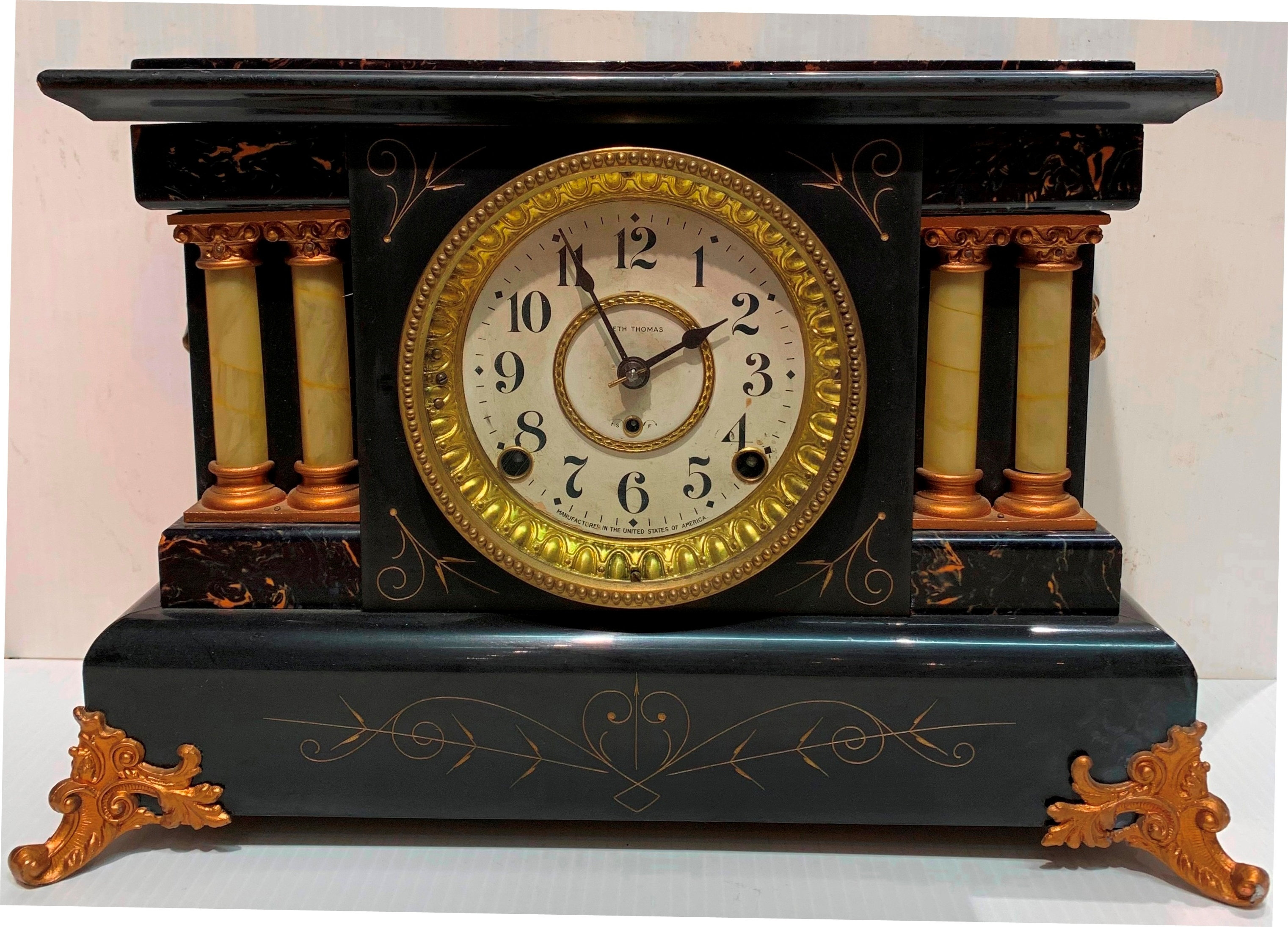 Astoria Grand Analogue Mahogany Mechanical Tabletop Clock in Black