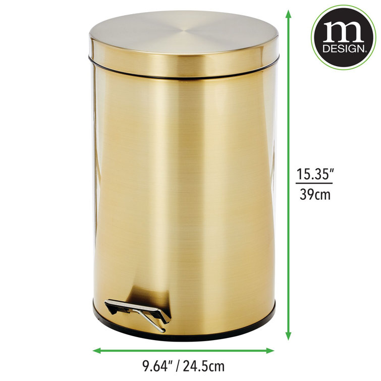 mDesign Steel Step On Trash Can