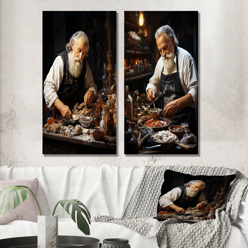Vieille école symphonique de cuisson - ensemble de 2 pièces d'art de cuisson en métal, H 28 po x l 24 po