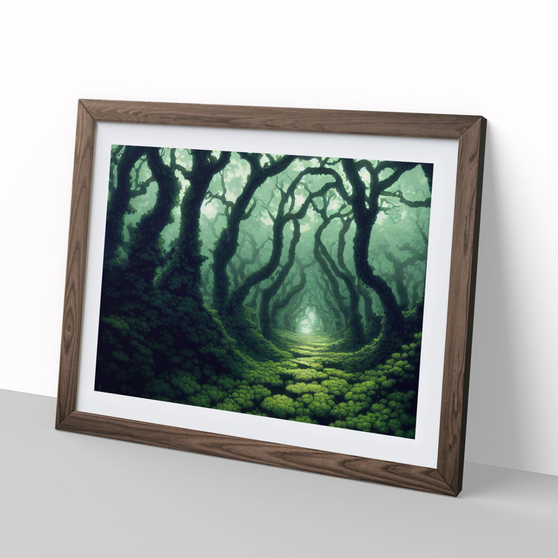 Alluring Forest - Single Picture Frame Painting, 25cm H x 34cm W x 2cm D, Walnut