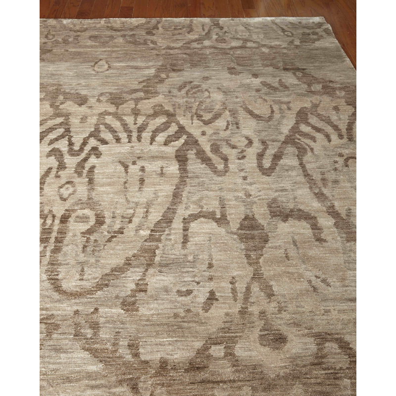 Antique'd Damask Area Rug, Rectangle 14' x 18'