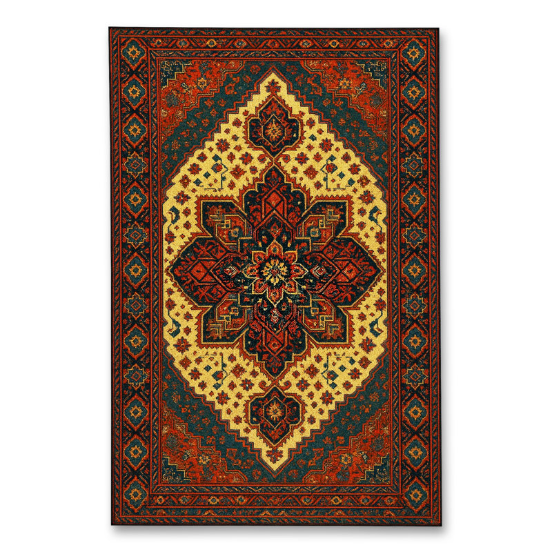 Tapis blanc tissé à motif lavable Mosso, 4'7" x 6'7"
