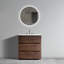 Meuble-lavabo moderne en noyer avec lavabo blanc à 3 trous, armoire de rangement autoportante, préassemblé (robinetterie non incluse).