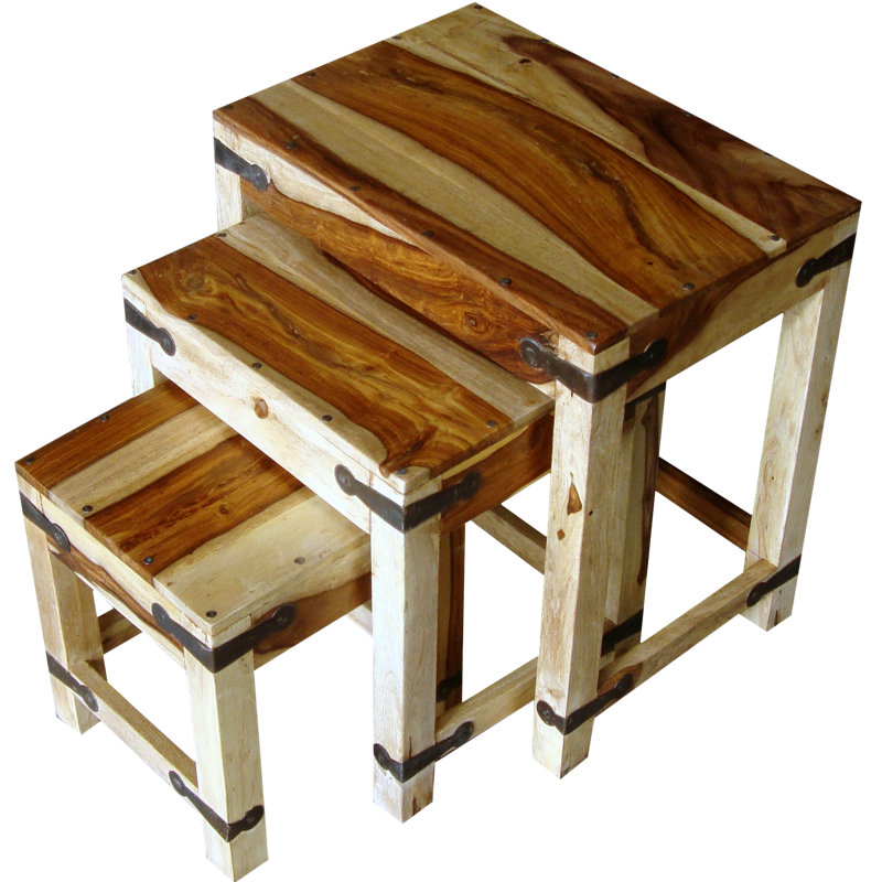 Daphne Solid Wood Trestle Nesting Tables