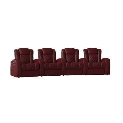 Upholstered Power Reclining Home Theater Seating with Cup Holder