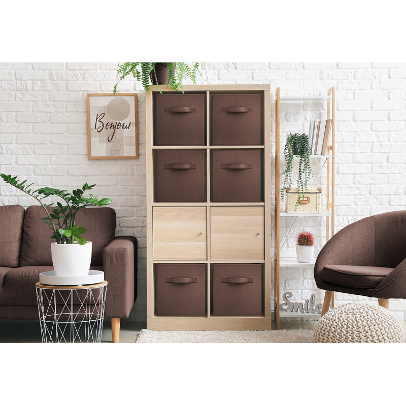 Ensemble de 6 cubes de rangement pliables de 13 pouces avec poignée Sorbus - pour organiser la maison, les tablettes, la chambre de bébé, la salle de jeux, le placard et plus encore, chocolat