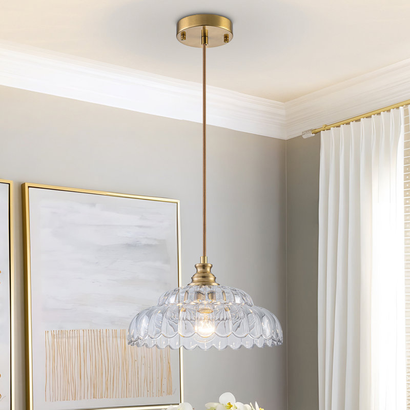 1-Light Single Novelty Glass Pendant, Clear