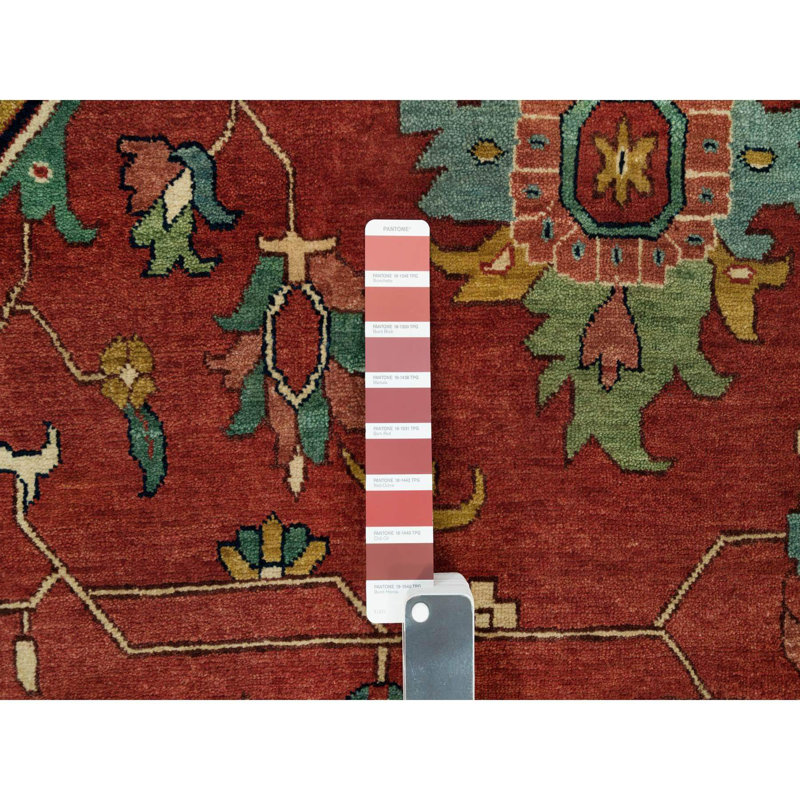Tapis surdimensionné en laine noué à la main 13 pi 10 po x 18 pi 1 po rouge Heris 611D4B3E983841BCBBC32B59B8A03D57
