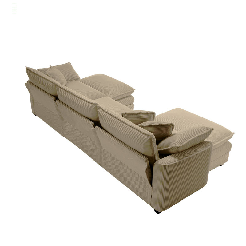 Ensemble de canapé surdimensionné à coussins modulaires, repose-pieds portatif, ensemble de canapé d'angle à dossier bas en L à assise profonde et canapé-lit pour la maison, en velours côtelé