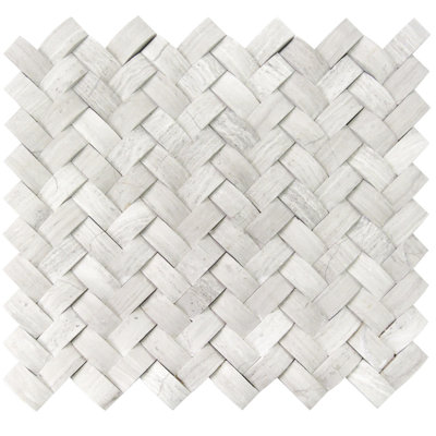 3D Braid 1" x 2" Wood Mosaic Tile in Grey