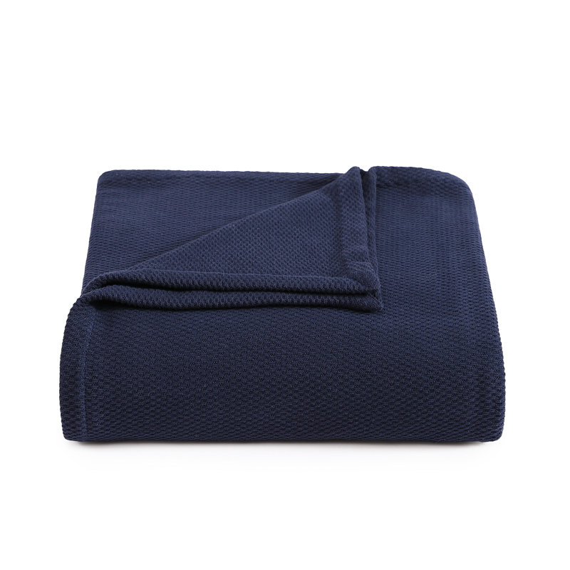 Couverture en coton piqué uni Tommy Hilfiger, Marine, Grand lit