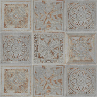 Gatsby Fitz Charcoal 8" x 8" Tin Look 3D Wall Tile