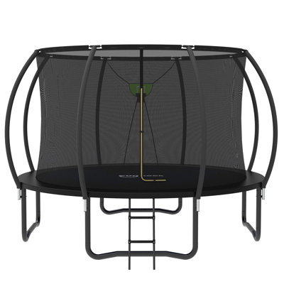 FUNSEEK 14FT Recreational Trampolines with Basket and Basketball Black
