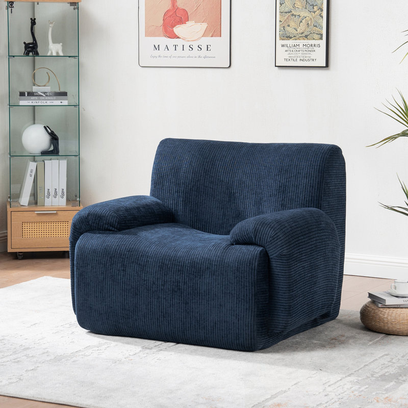 Fauteuil en chenille rembourré avec sièges profonds, Marine