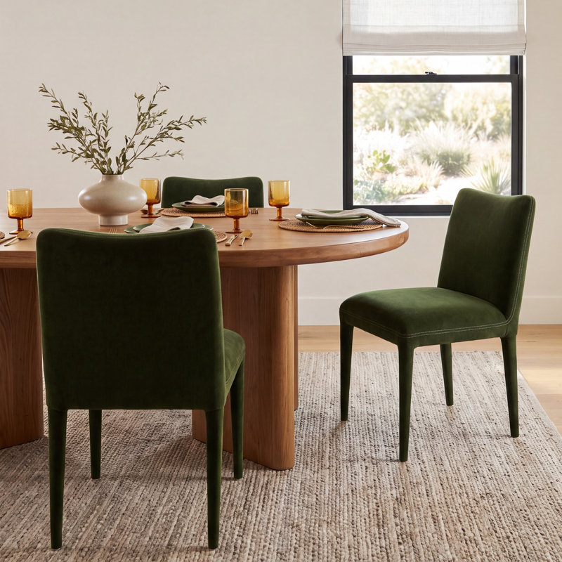 Andersen 18'' H Upholstered Side Chair, Dark Green Performance Velvet