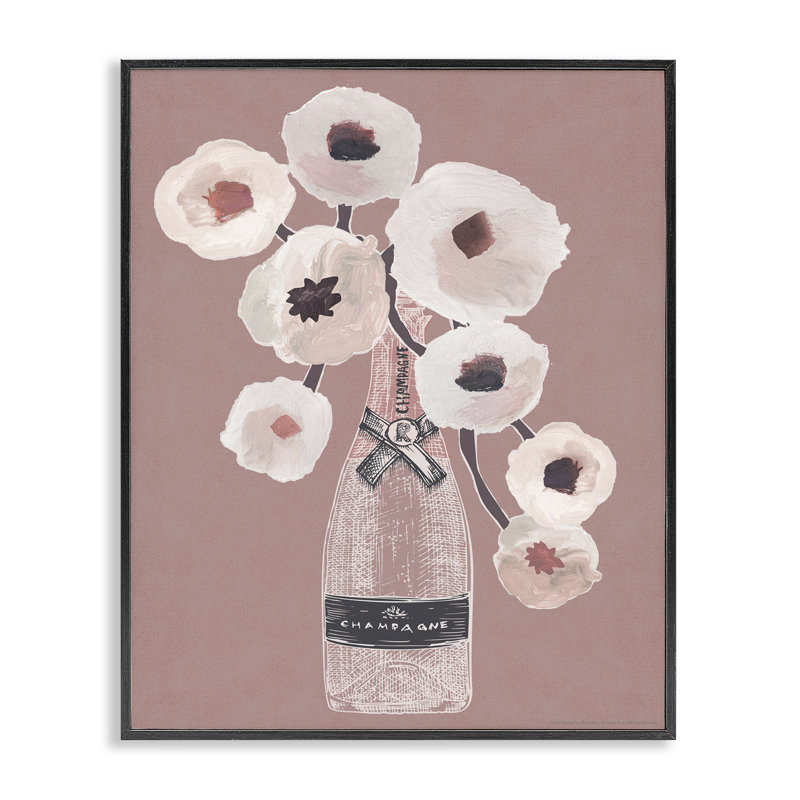 «White Poppies Champagne», art giclée par Reinders, Giclée encadrée noir minuit, H 14 po x l 11 po