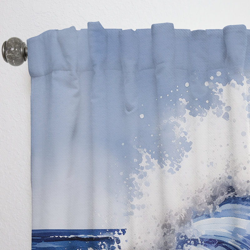 Rideau en velours moderne Ocean V Mouvement V - obscurcissant - 1 panneau, L 52 po x L 95 po