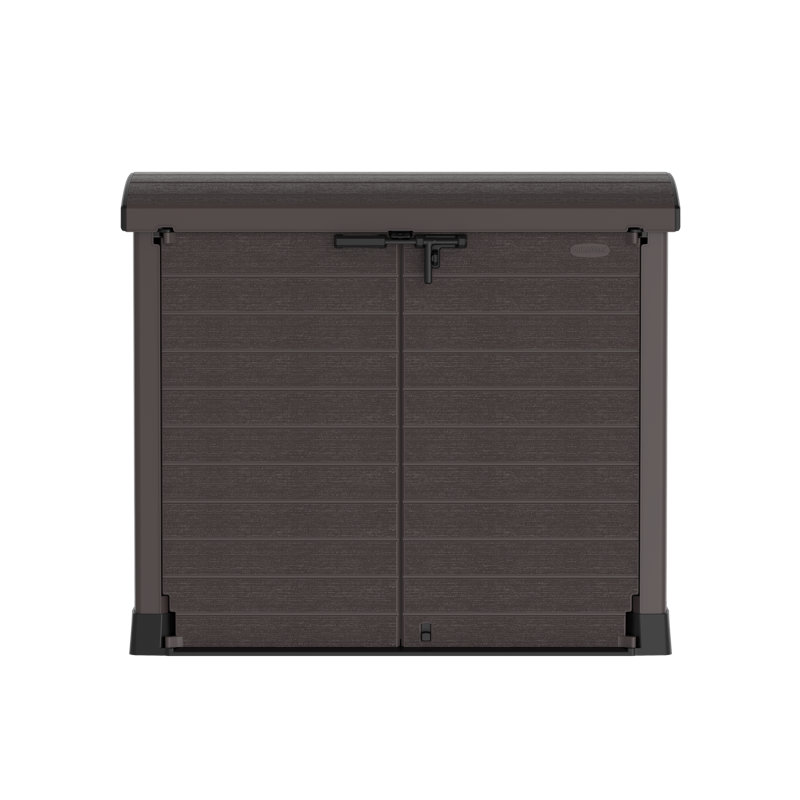 Arc Lid Rattan Horizontal Garbage Shed, Brown