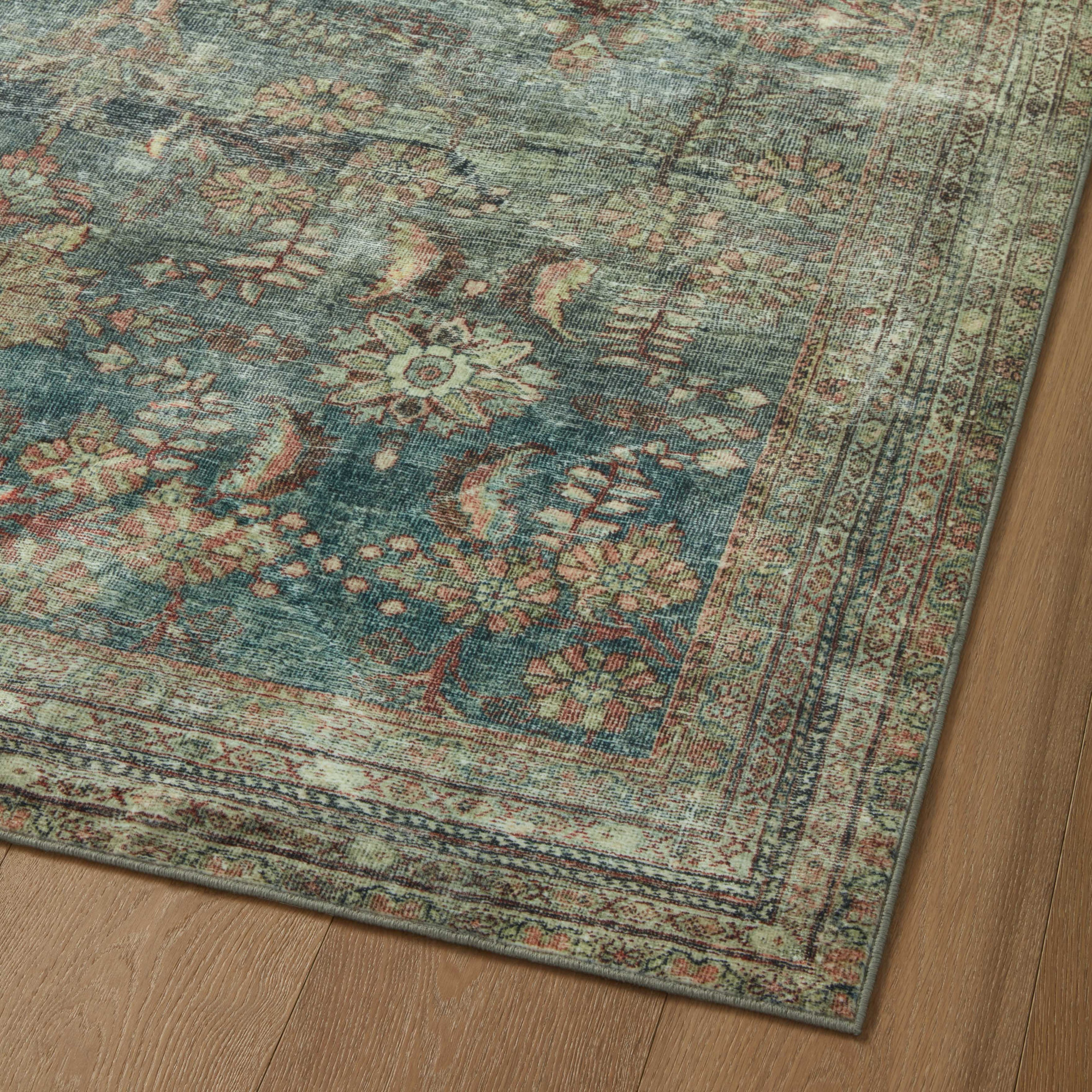 Magnolia Home By Joanna Gaines X Loloi Banks Machine Washable Ocean / Spice Area Rug, Rectangle 2'3" x 3'9"