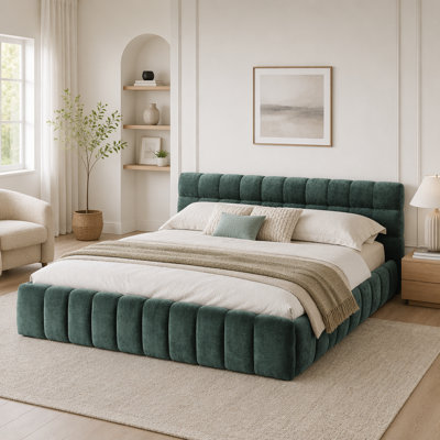 Upholstered Bed Frame, Platform Bed with Headboard
