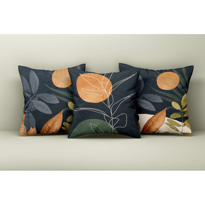 Ensemble de housse de coussin élégant (3 pièces), 16,9 x 16,9 pouces | 50% coton / 50% polyester, lavable et repassable | Parfait pour la décoration intérieure, le canapé et le salon, tissu doux et durable