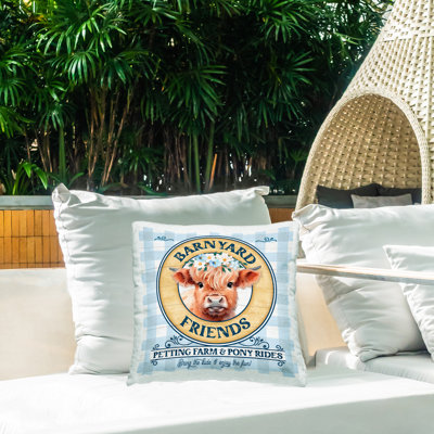 Coussin décoratif d'extérieur à motif écossais Barnyard Friends par Mollie B.