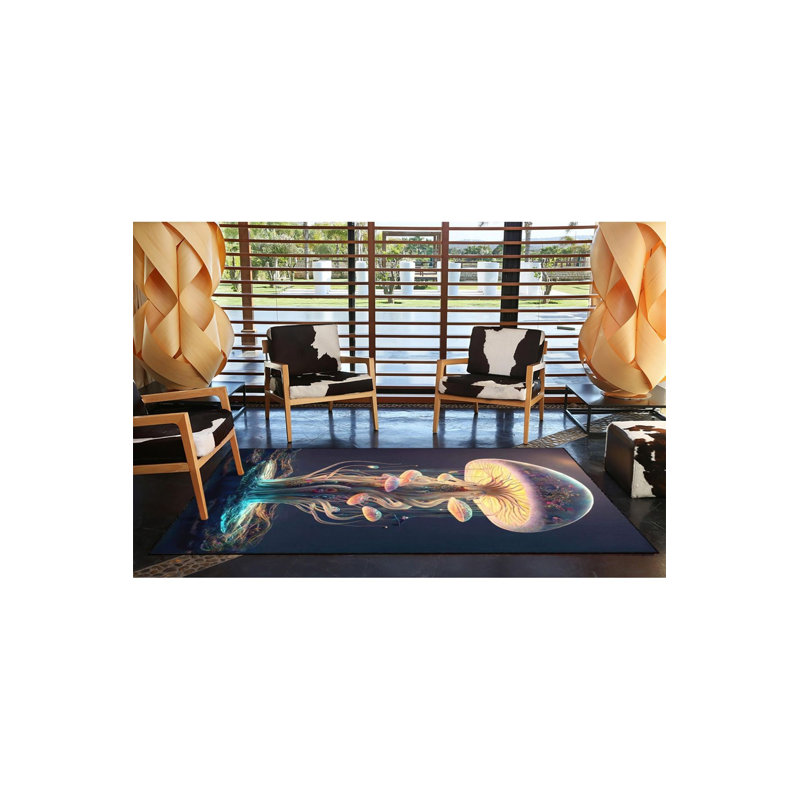 Tapis décoratif à motif de méduse lavable