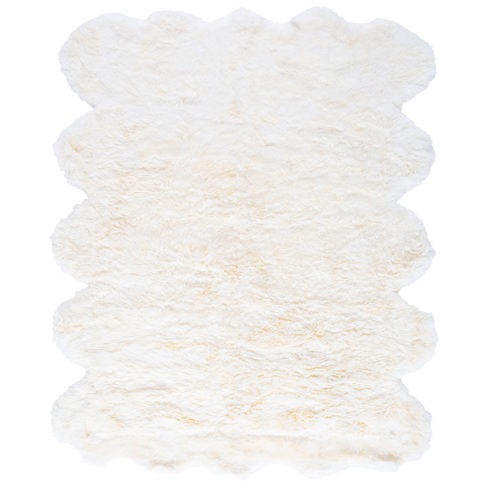 Mera White Handmade Sheepskin Rug, Rectangle 9' x 12'