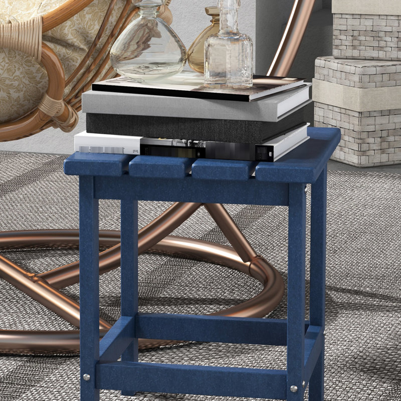 Table de balcon bleue pour patio 15 po - Extrémité carrée d'extérieur pour porche, piscine, table d'appoint d'une capacité de 110 lb