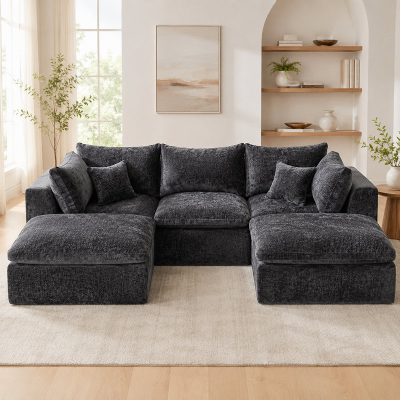 Canapé modulaire 111 po, Gray Chenille