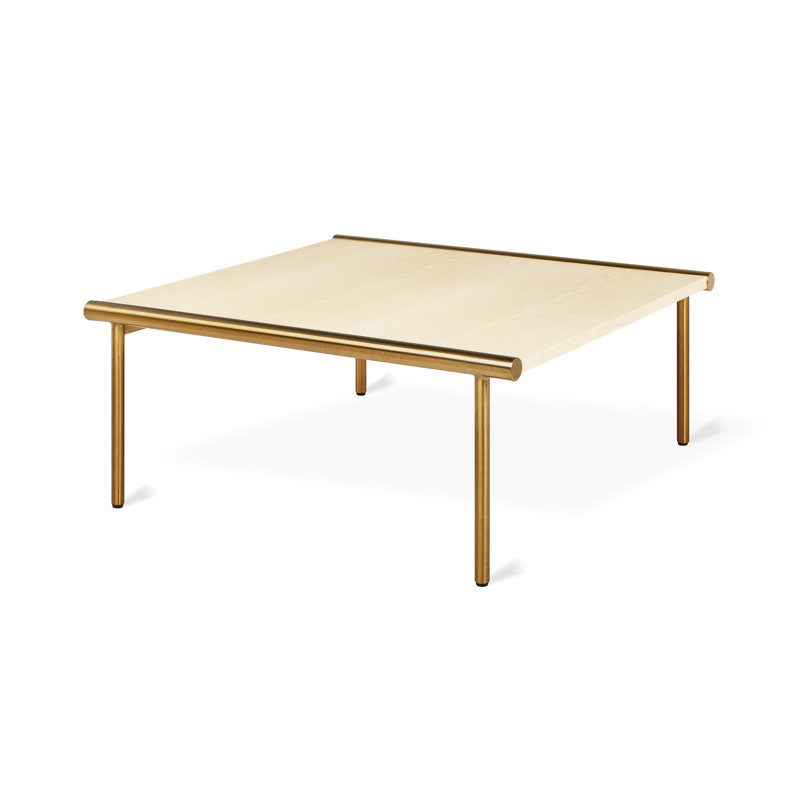 Manifold Coffee Table, Blonde Ash Top/Brass Base