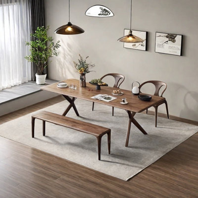 Walnut all solid wood dining table set