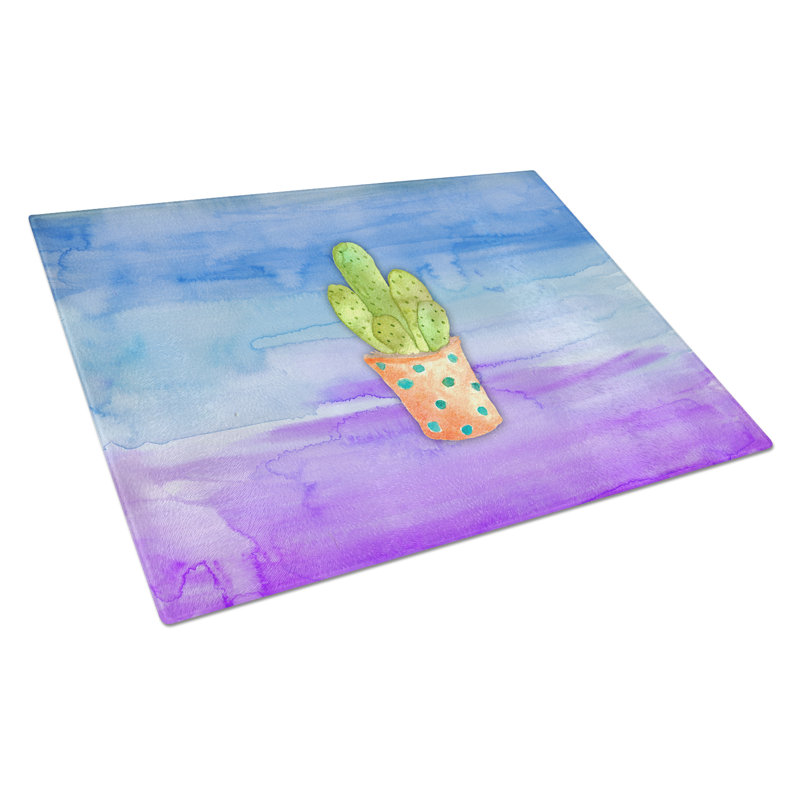 Caroline's Treasures Tempered Glass Cactus Watercolor Cutting Board
