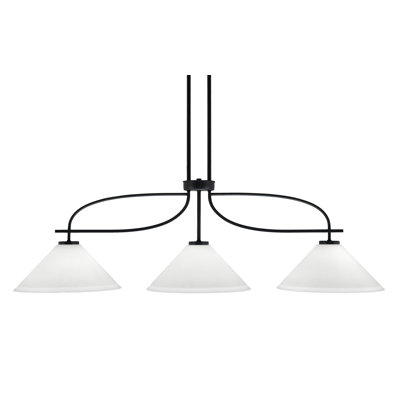 Luminaire pour îlot 3 lumières Cavella au fini noir mat avec verre de 12 po