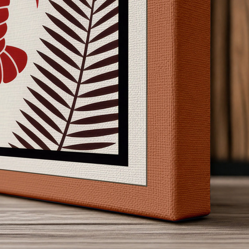 Symmetry in Red Geometric - Wrapped Canvas, 18x12 - 45.7 x 30.5 cm, Terracotta Border