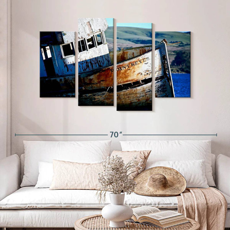 Mehar Point Reyes Vintage Boat, 32" H x 52" W
