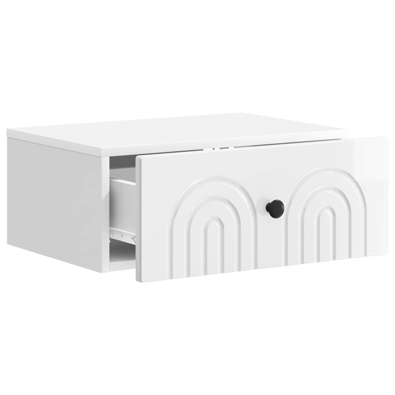 49cm W Manufactured Wood Bedside Table, High Gloss White
