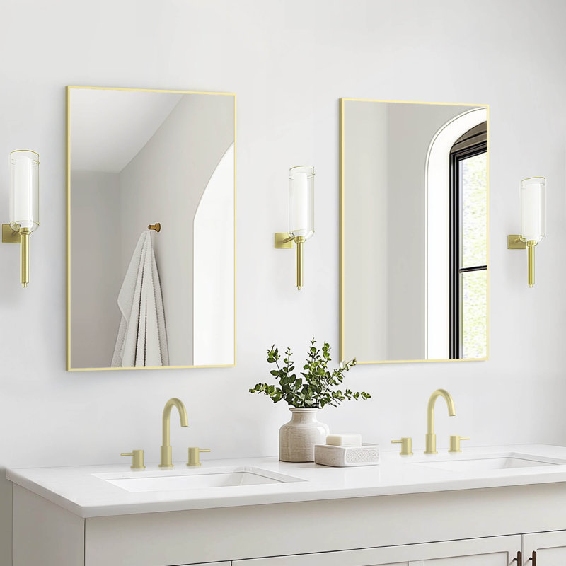 Miroir mural incassable Premium Premium, 36 po x 24 po, Or brossé