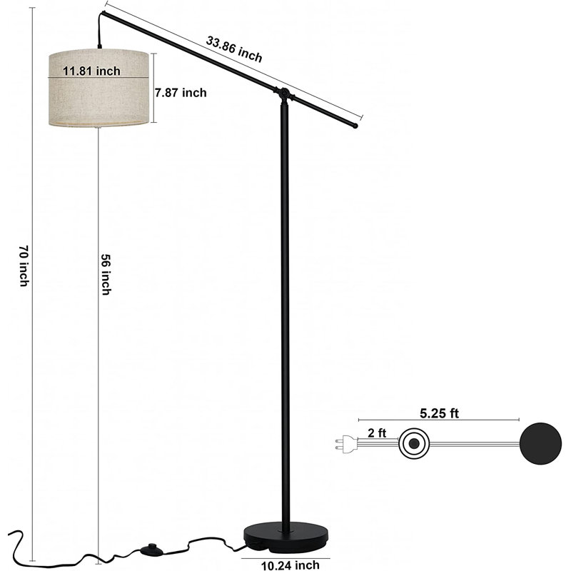 Daniellerose 70'' Black LED Arched Floor Lamp