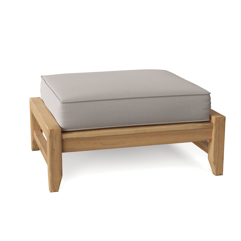 Somerset Outdoor Teak Ottoman, Sailcloth Seagull