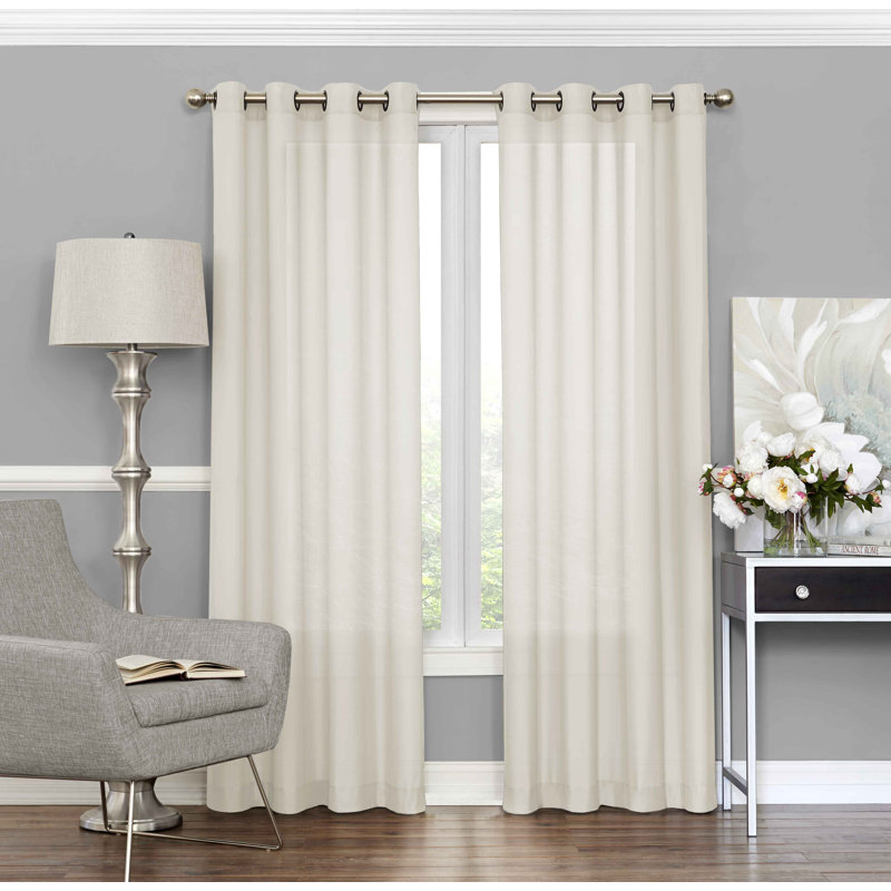 Gargi Sheer Curtain Single Panel, Ivory, 52" W x 108" L