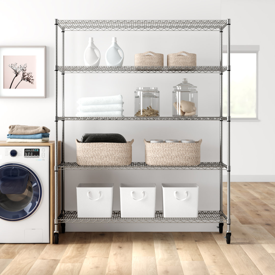 EcoStorage™ 60'' W Steel Height -Adjustable Shelving Unit with Wheels Trinity Finish: Chrome