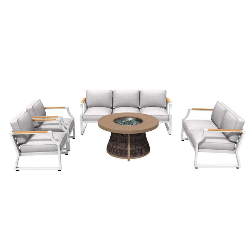 Artherine 7 - Person Patio Conversation Set with Cushions, White