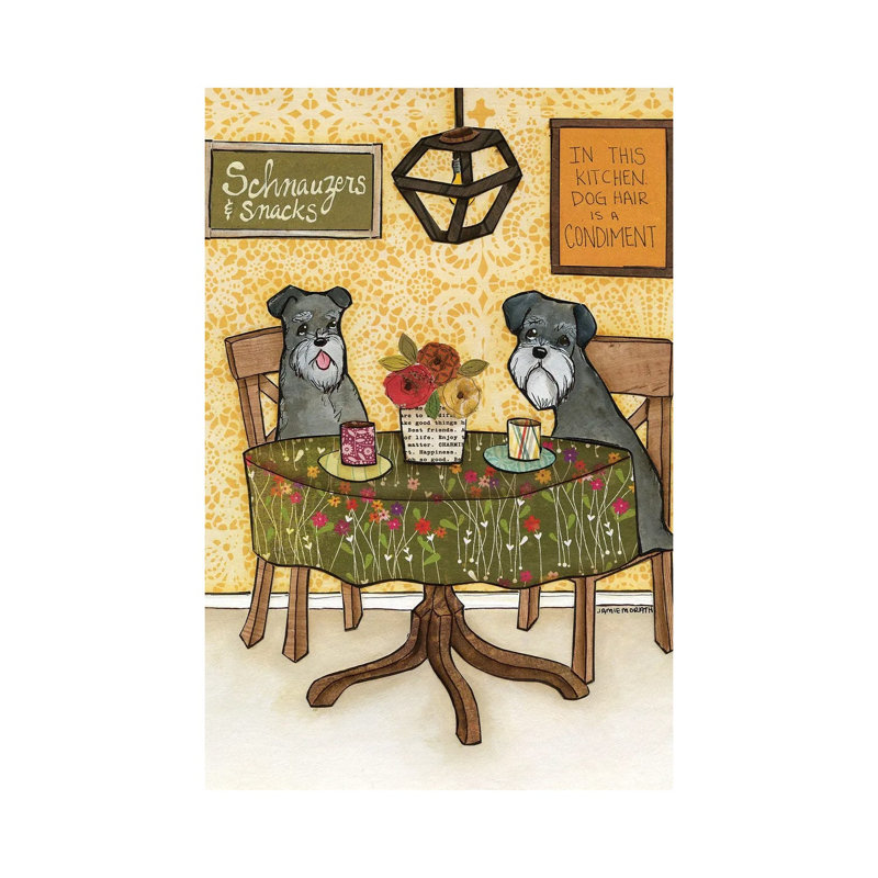Schnauzers And Snacks by Jamie Morath - Wrapped Canvas Gallery-Wrapped Canvas Giclée, 12" H x 8" W, Wrapped Canvas