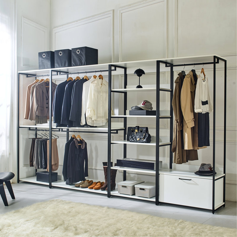 Metal Walk-In Wardrobe - Enhance Durability With Powder Coating And Wood Closet Frame, Deep Storage, Heat & Water , Scratch Stain E0 Board, Reinforced , Modular Configuration