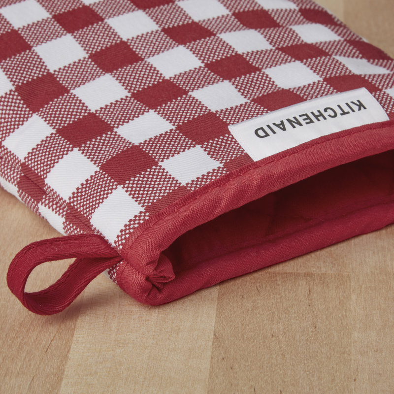 Passion Red Gingham Silicone Mini Oven Mitts Set