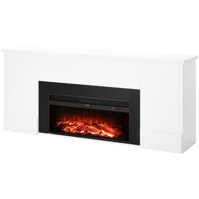 75 Inch Freestanding Fake Fireplace, 1500W 5120Btu, 3D Flame Effect, Overheating Protection, Adjustable Brightness, For Living Room Electric Fireplace Heater With Timer And Remote, Infrared Heating,