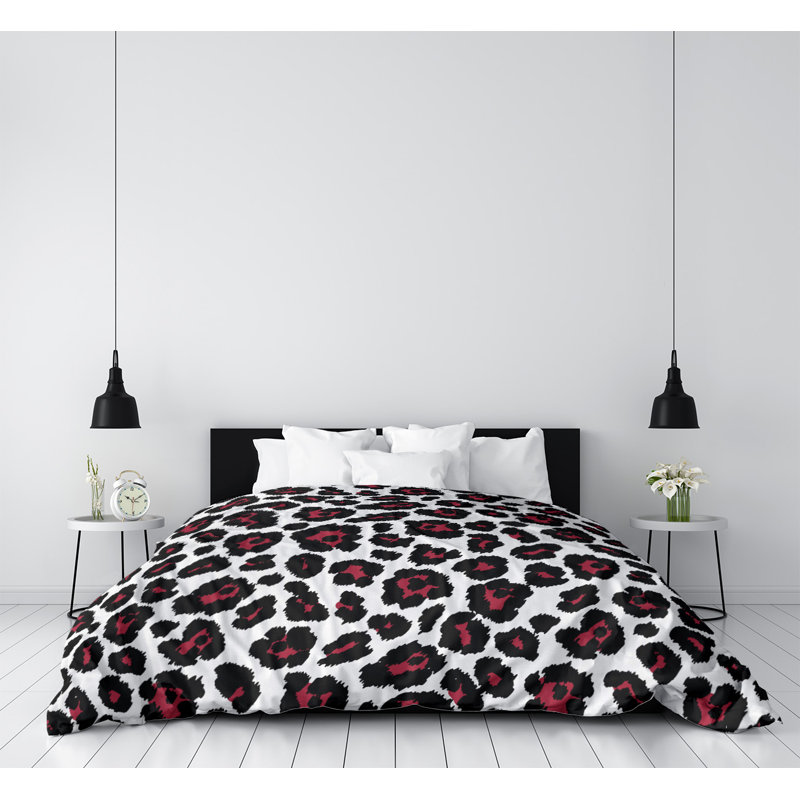 Housse de couette simple, Housse de couette pour très grand lit, Microfibre, Noir / Rouge / Blanc