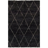 Casablanca Hand Knotted Wool Geometric Area Rug in Charcoal