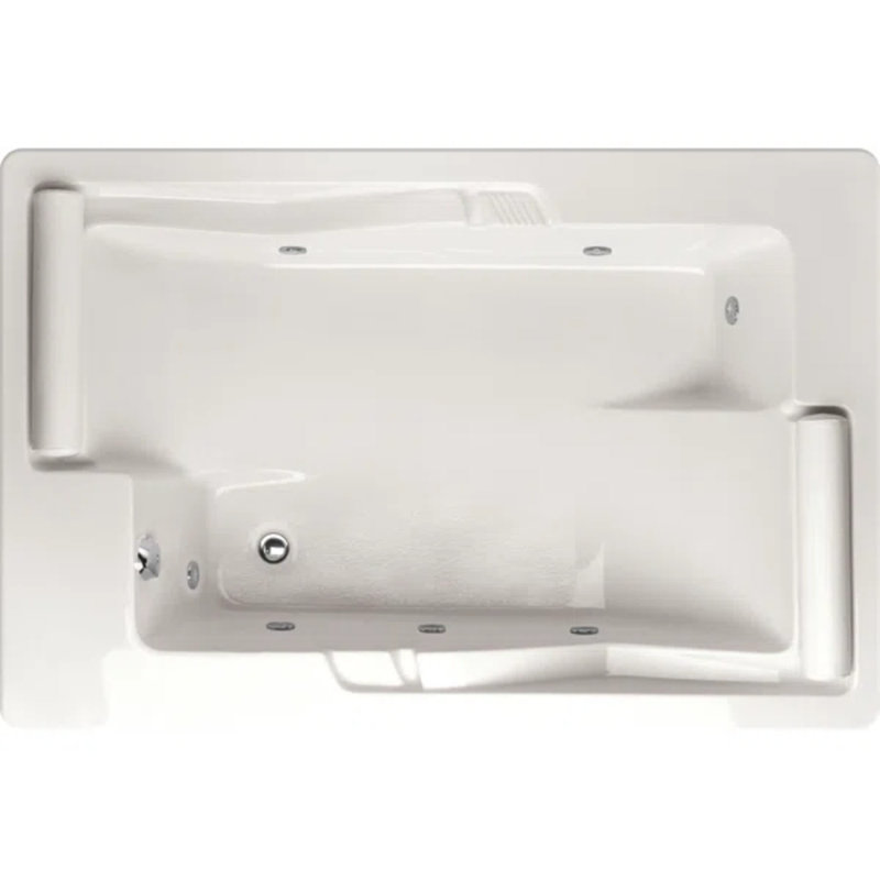 Ashley 72'' L Soaking Bathtub, Biscuit, Polished Nickel